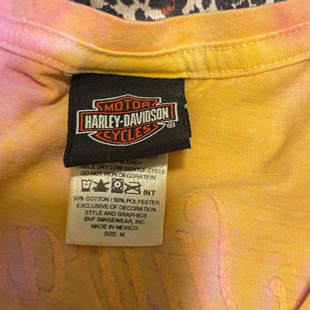 Y2k Harley Davidson Motorcycles Tie-Dye V-neck T-shirt - Picture 4 of 10